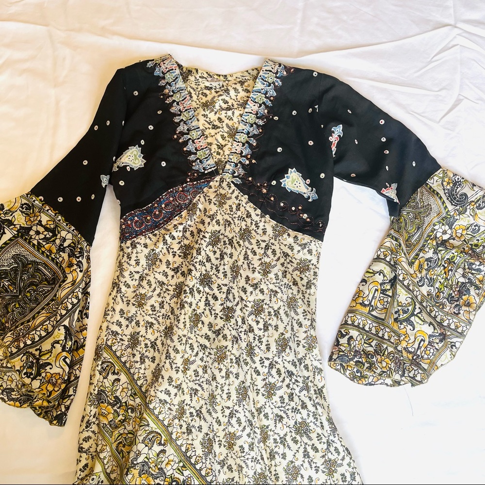 100% Silk Boho Midi Dress